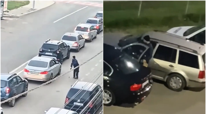 Un cerșetor care mergea cu bastonul s-a „vindecat” brusc într-o intersecție din Brașov și a urcat la volanul unei mașini