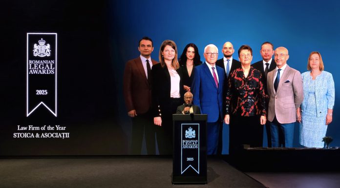 STOICA & ASOCIAȚII a câștigat trei premii la Romanian Legal Awards, inclusiv marele trofeu – „Firma de avocatură a anului”