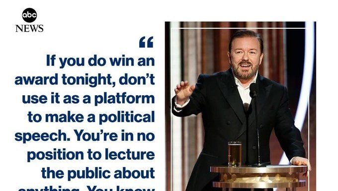 Ricky Gervais le-a reamintit vedetelor să nu ţină discursuri politice, după ce Bad Bunny şi Billie Eilish au criticat ICE la premiile Grammy: „Tot nu ascultă”