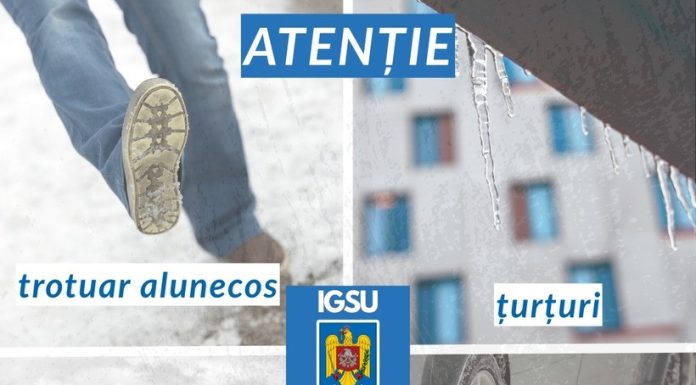 IGSU avertizează: Atenţie la polei, ţurţuri şi bălţi îngheţate; curăţarea zăpezii este obligaţie legală