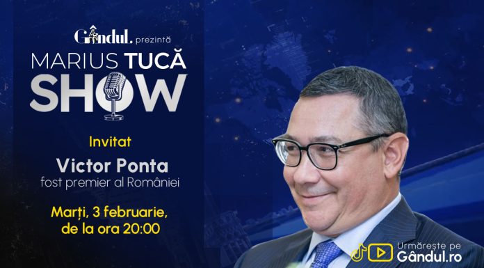Marius Tucă Show începe marți, 3 februarie, de la ora 20.00, live pe Gândul. Invitat: Victor Ponta