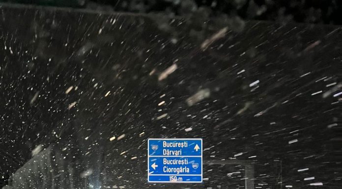 Circulaţie în condiţii de iarnă pe drumurile din judeţul Giurgiu, inclusiv pe podul Giurgiu-Ruse – FOTO