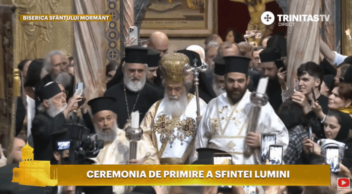 Ceremonia de primire a Sfintei Lumini de la Mormântul Învierii din Ierusalim