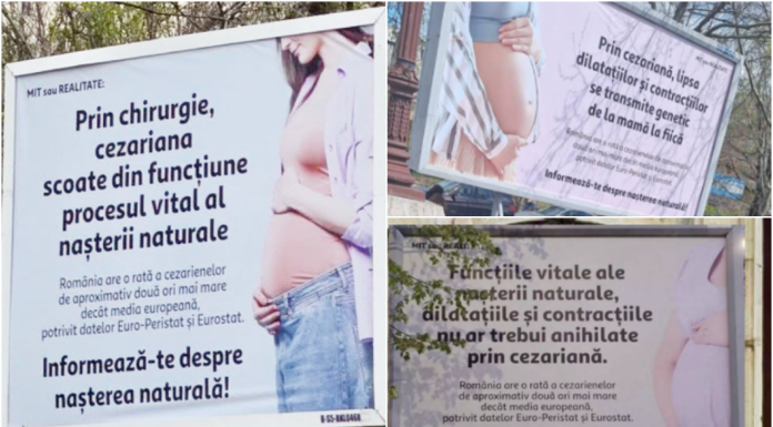 Colegiul Medicilor reacționează la apariția panourilor anti-cezariană din București: „Afirmațiile sunt lipsite de fundament științific”