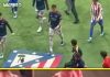 Liga Campionilor: Giuliano şi Diego Simeone, furioşi după ce un fundaş de la Arsenal a călcat pe sigla echipei Atletico – VIDEO