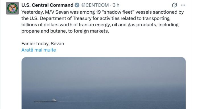 Navă comercială interceptată de Marina SUA în Marea Arabiei