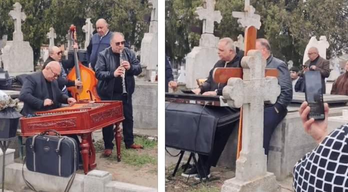 Concert în cimitir, la Giurgiu, în ziua de Paști. S-au făcut și dedicații pentru răposați. Imagini incredibile