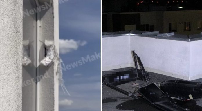 O dronă a căzut pe acoperişul unui bloc din Chişinău