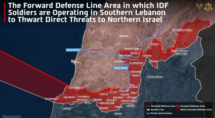Armata israeliană publică o hartă a teritoriului din sudul Libanului aflat sub controlul său