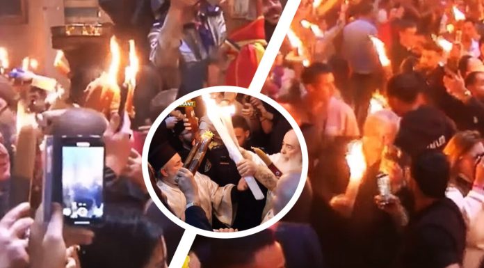 Momentul în care Lumina Sfântă s-a aprins la Ierusalim