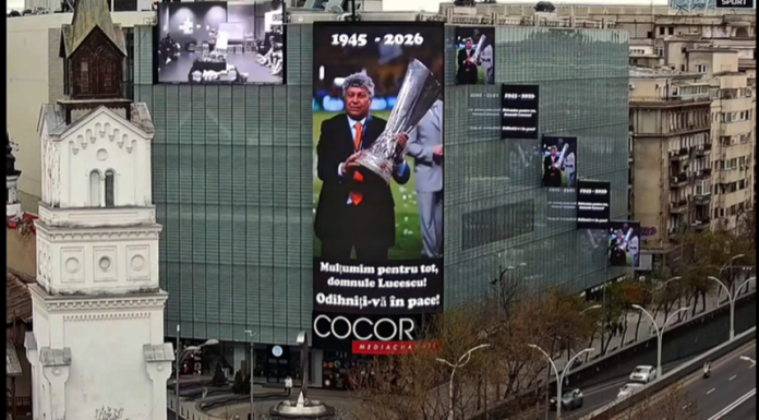 Omagiu pentru Mircea Lucescu în centrul Bucureştiului. “De la kilometrul 0 al României spre toată lumea fotbalului” – VIDEO