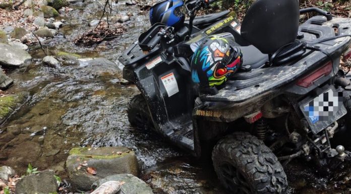 Doi tineri au căzut cu ATV-ul opt metri într-un pârâu, pe Valea Păușa. Intervenție de urgență a jandarmilor montani din Călimănești