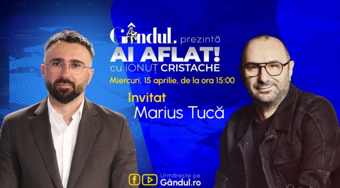 „Ai Aflat! cu Ionuț Cristache” începe miercuri, 15 aprilie, de la ora 15.00, live pe Gândul. Invitat: Marius Tucă