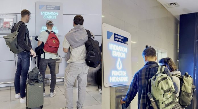 VIDEO&FOTO Apă gratuită la aeroportul Otopeni. Au fost instalate primele 10 stații