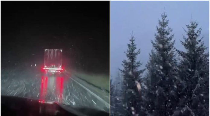 Ninge în centrul României, la final de aprilie. Utilajele de deszăpezire au fost scoase pe drumurile montane în două județe