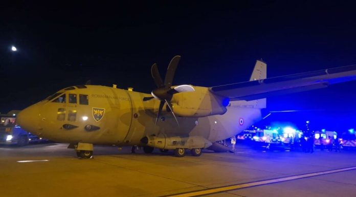 Pacient cu arsuri transportat pe ruta Otopeni – Bruxelles de o aeronavă a Forțelor Aeriene Române
