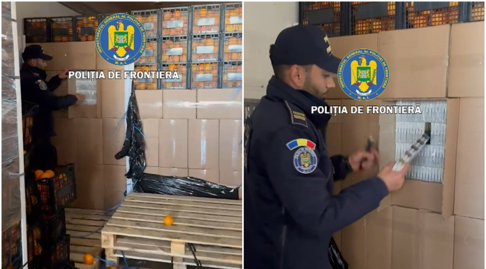 Țigări de contrabandă în valoare de 2 milioane de euro, ascunse printre lăzi cu portocale. Un român a fost arestat în Giurgiu