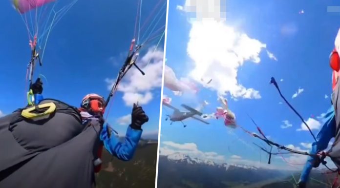 O femeie din Austria a supraviețuit în mod miraculos după ce parapanta i-a fost lovită de un avion