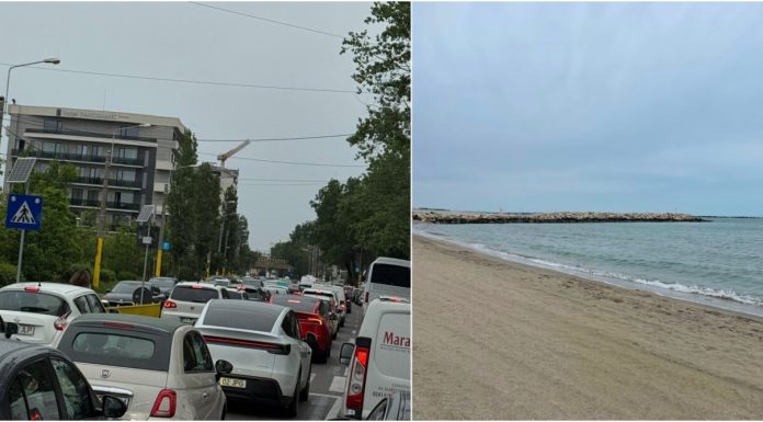 Cozi kilometrice la intrarea în stațiunea Mamaia, în minivacanța de Rusalii. Plaja e pustie din cauza ploii