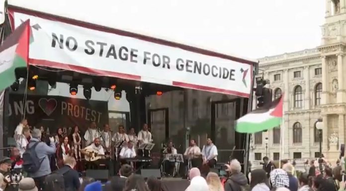 Proteste la Viena înaintea marii finale Eurovision: „Fără scenă pentru genocid”