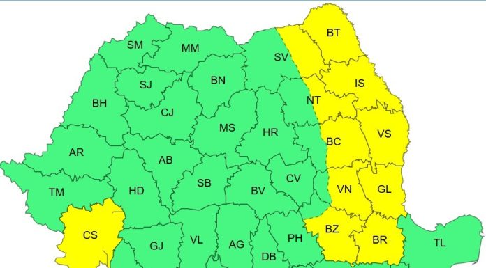 Nouă avertizare cod galben de vânt puternic emisă de meteorolgi – Rafale catre pot ajunge la 65 de kilometri la oră, până vineri seară