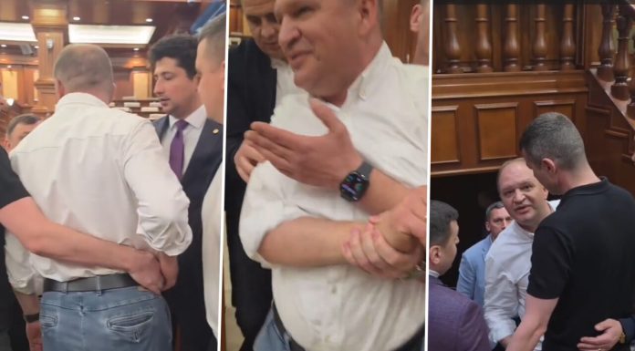 Scandal în Parlamentul Republicii Moldova. Primarul Chișinăului, evacuat după un schimb tensionat de replici și îmbrânceli cu deputații PAS