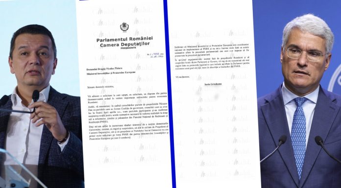 Sorin Grindeanu i-a scris ministrului Dragoş Pîslaru: „Vă rog să-mi transmiteți cât mai urgent lista cu proiectele legislative PNRR”