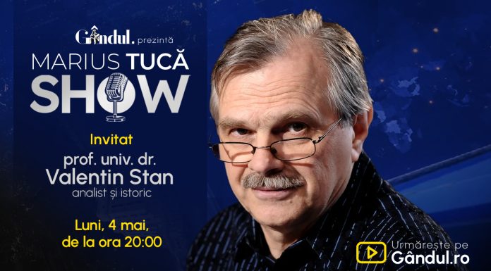 Marius Tucă Show începe luni, 4 mai, de la ora 20.00, pe Gândul. Invitat: prof. univ. dr. Valentin Stan