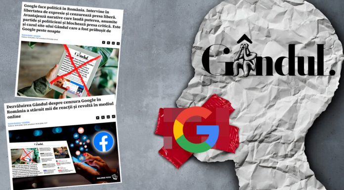 Dezvăluirile Gândul despre Google au fost cenzurate de… Google. Materialul nu a fost preluat de Discover și au ajuns la dumneavoastră doar din site, WhatsApp sau Facebook. Publicăm cifrele interne