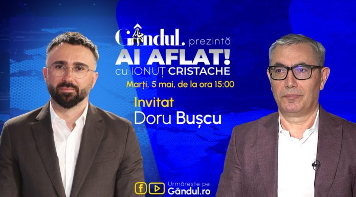 „Ai Aflat! cu Ionuț Cristache” începe marți, 5 mai, de la ora 15.00, live pe Gândul. Invitat: Doru Bușcu