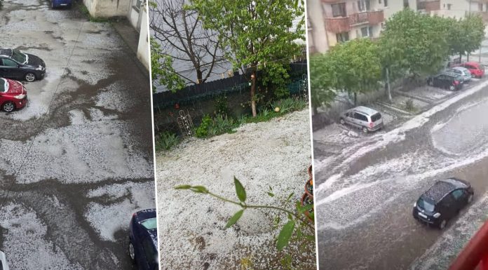 Vijelii violente cu grindină în Cluj. Pământul s-a acoperit de gheață. Imaginile dezastrului