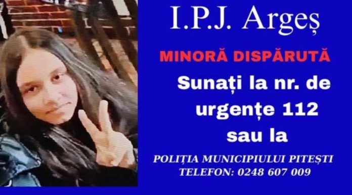 Fată de 13 ani din Piteşti, dată dispărută. Poliţia suspectează că este însoţită de un tânăr cercetat pentru infracțiuni