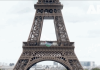 Un drapel palestinian, atârnat pe Turnul Eiffel de către activiști
