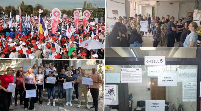 România, blocată de proteste. Legea salarizării scoate în stradă asistenții medicali, angajații ANAF și ai Trezoreriei fac grevă spontană