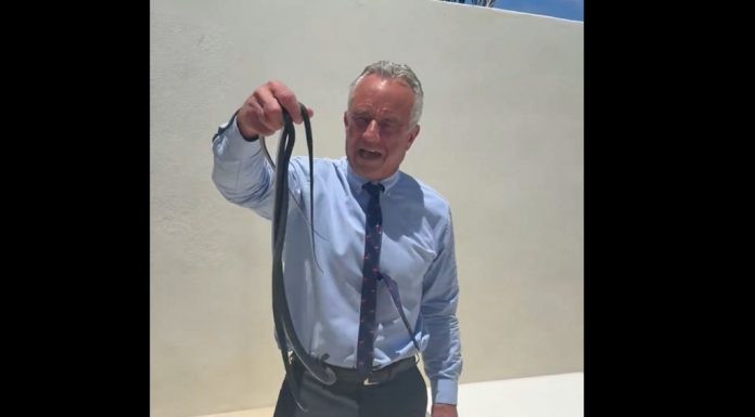 Video viral cu Robert F. Kennedy Jr. A prins doi şerpi de apă care se zvârcoleau pe terasa unei vile