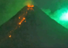 Fenomen unic surprins pe camere. O minge de foc verde a intrat în atmosfera Pământului fix în momentul erupției unui vulcan