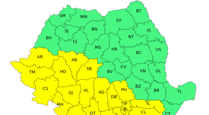 Averse torenţiale, grindină, vijelii şi răcire accentuată a vremii sâmbătă şi duminică, în aproape jumătate de ţară/ Atenţionarea ANM pentru sudul Crişanei, Banat, Oltenia, Muntenia şi sud-vestul Transilvaniei