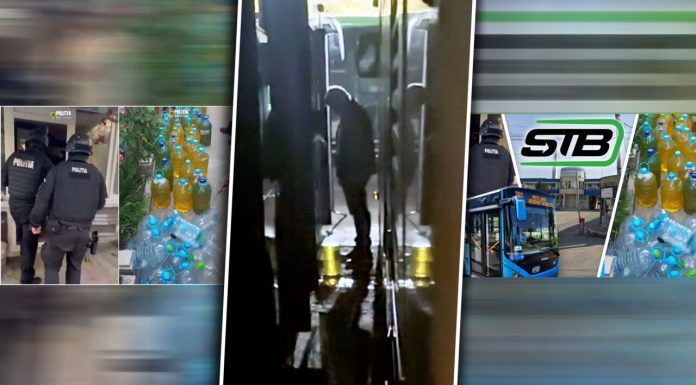 Așa se fură motorina la STB. Imagini exclusive cu un șofer care extrage carburant cu furtunul direct în bidon, dintr-un autobuz Citaro. Filmarea stil „paparazzi” este realizată de un alt angajat