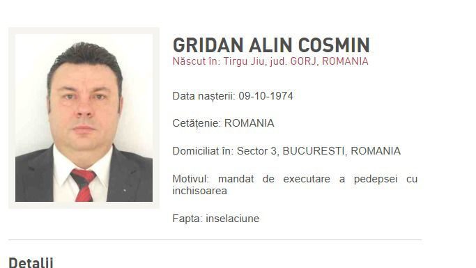 Fost comisar de poliţie, urmărit internaţional pentru că se sustrăgea executării pedepsei cu închisoarea, adus în ţară din Marea Britanie / A fost dat în urmărire în urmă cu aproape zece ani / Şi-a înşelat fostul socru cu 1,2 milioane de euro