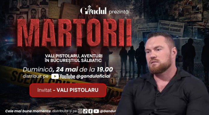 GÂNDUL prezintă duminică, 24 mai, de la ora 19.00, o nouă ediție MARTORII – Vali Pistolaru, aventuri în Bucureștiul Sălbatic