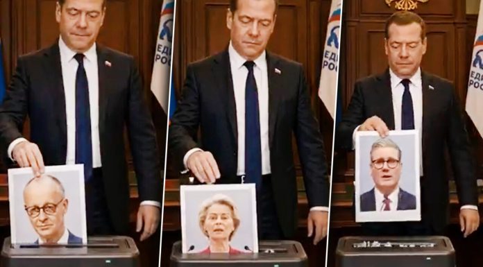 Medvedev îi „mărunțește” pe Starmer, Merz, și Ursula von der Leyen într-un clip AI de Ziua Rusiei