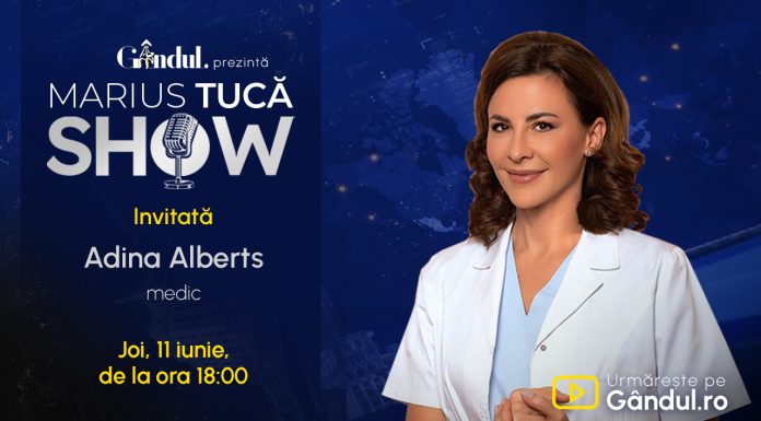 Marius Tucă Show începe joi, 11 iunie, de la ora 18.00, live pe Gândul. Invitat: Adina Alberts
