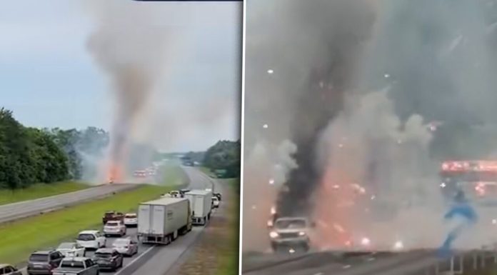 Un camion care transporta artificii a explodat pe o autostradă din Tennessee, după ce un incendiu a izbucnit în remorcă