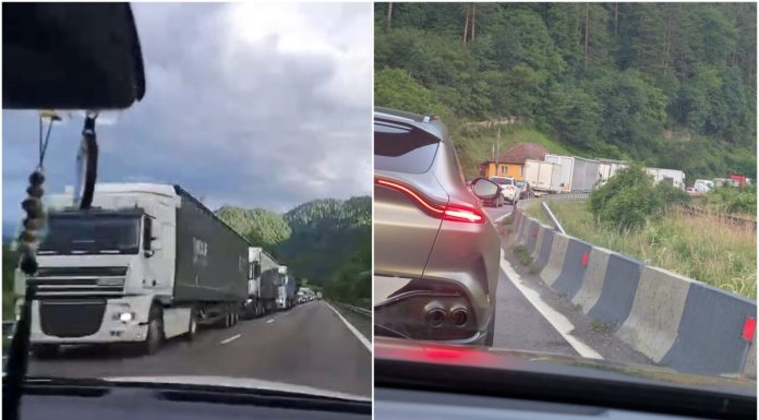 Trafic de coșmar pe Valea Oltului, la pasajul de peste Râul Vadului. Șoferii sunt revoltați: „Stăm ca proștii într-o țară în care taxele s-au dublat”