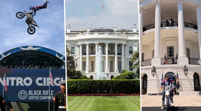 Peluza Casei Albe s-a transformat în arenă pentru sporturile extreme. Weekendul la reședința lui Trump a început cu demonstrații de motocros