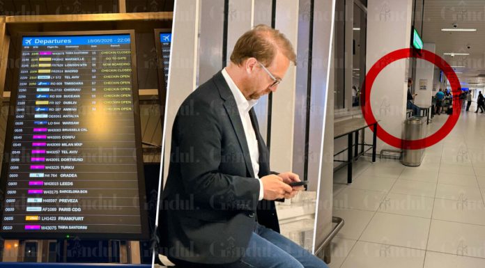 Dominic Fritz, surprins de Gândul pe aeroportul Otopeni, îngândurat și cu ochii în telefon, la câteva momente după decizia Curții Supreme de conflict de interese și la un pas să piardă mandatul de primar. Unde pleacă șeful USR