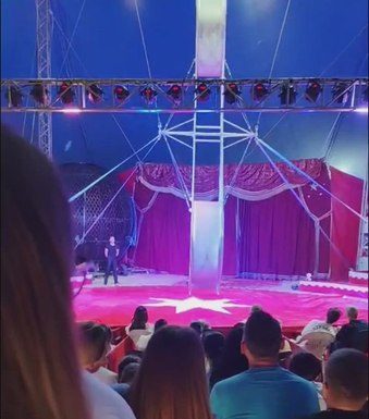 Moment de groază la circ. Un acrobat a căzut peste public în timpul unui număr periculos