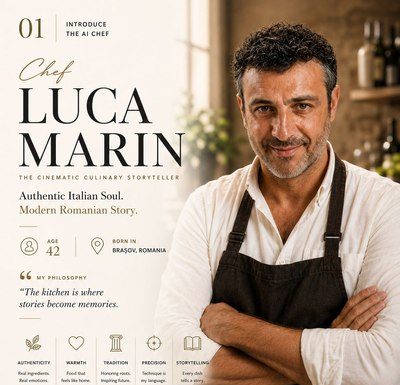 Click și Adevărul, parteneriat cu primul chef creat cu inteligență artificială din România. Cine este Luca Marin