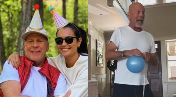 Noi imagini cu Bruce Willis. Starul din „Die Hard” s-a distrat la ziua de naștere a soției sale, Emma