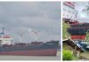 Incident naval la Tulcea. O navă cargo sub pavilion Panama, scăpată de sub control, a lovit un ponton de pasageri | VIDEO